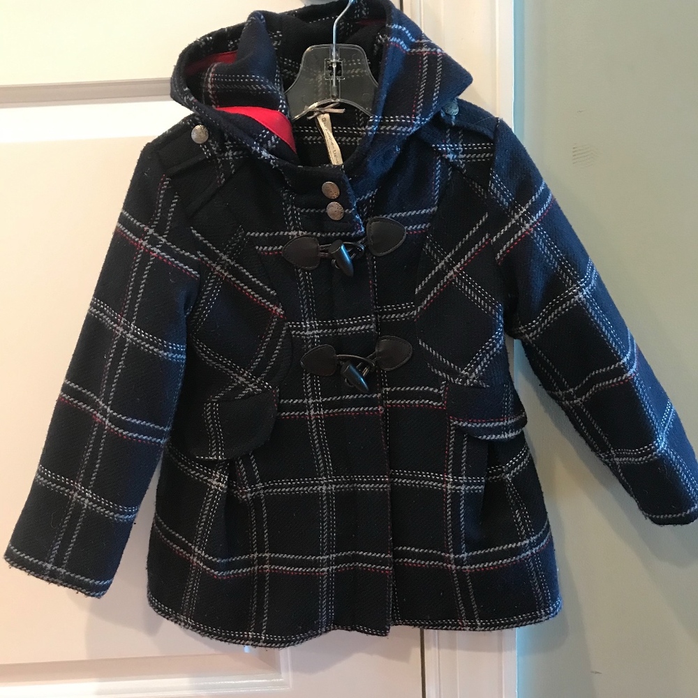 Girls Plaid Pea Coat